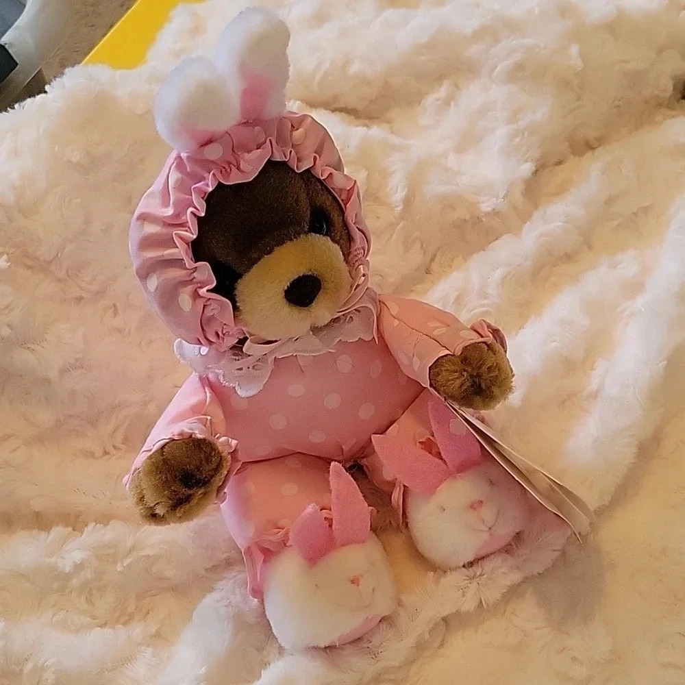 🌴3/$15🌴 Vintage Pink Polka Dot Papel Bearly Bunny Jr in costume kids - Picture 5 of 15